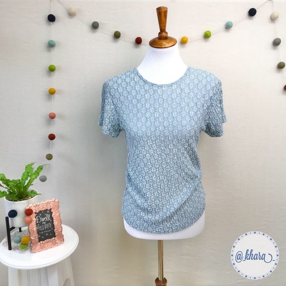 Clio Textured Career Top in Light Blue - Petite Medium - Picture 2 of 16